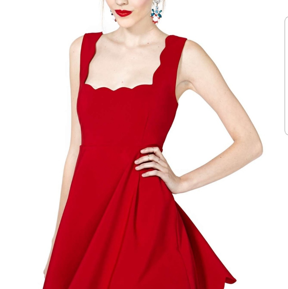 Nasty Gal red scalloped dress